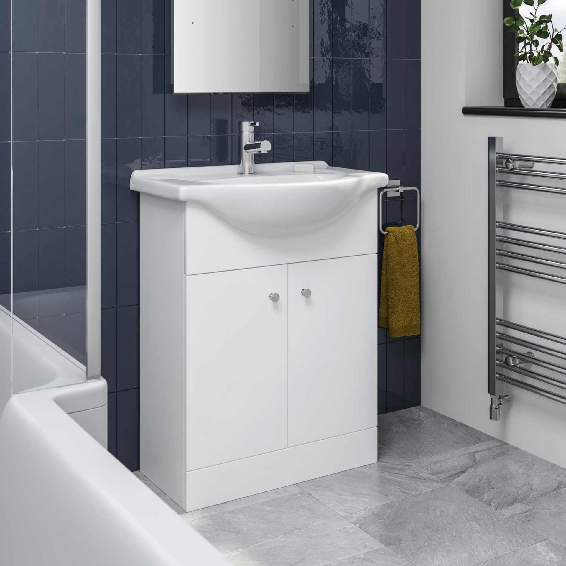650mm Quartz White Basin Vanity Unit- Floor Standing. RRP £399.99.Comes complete with basin. ... - Image 2 of 2