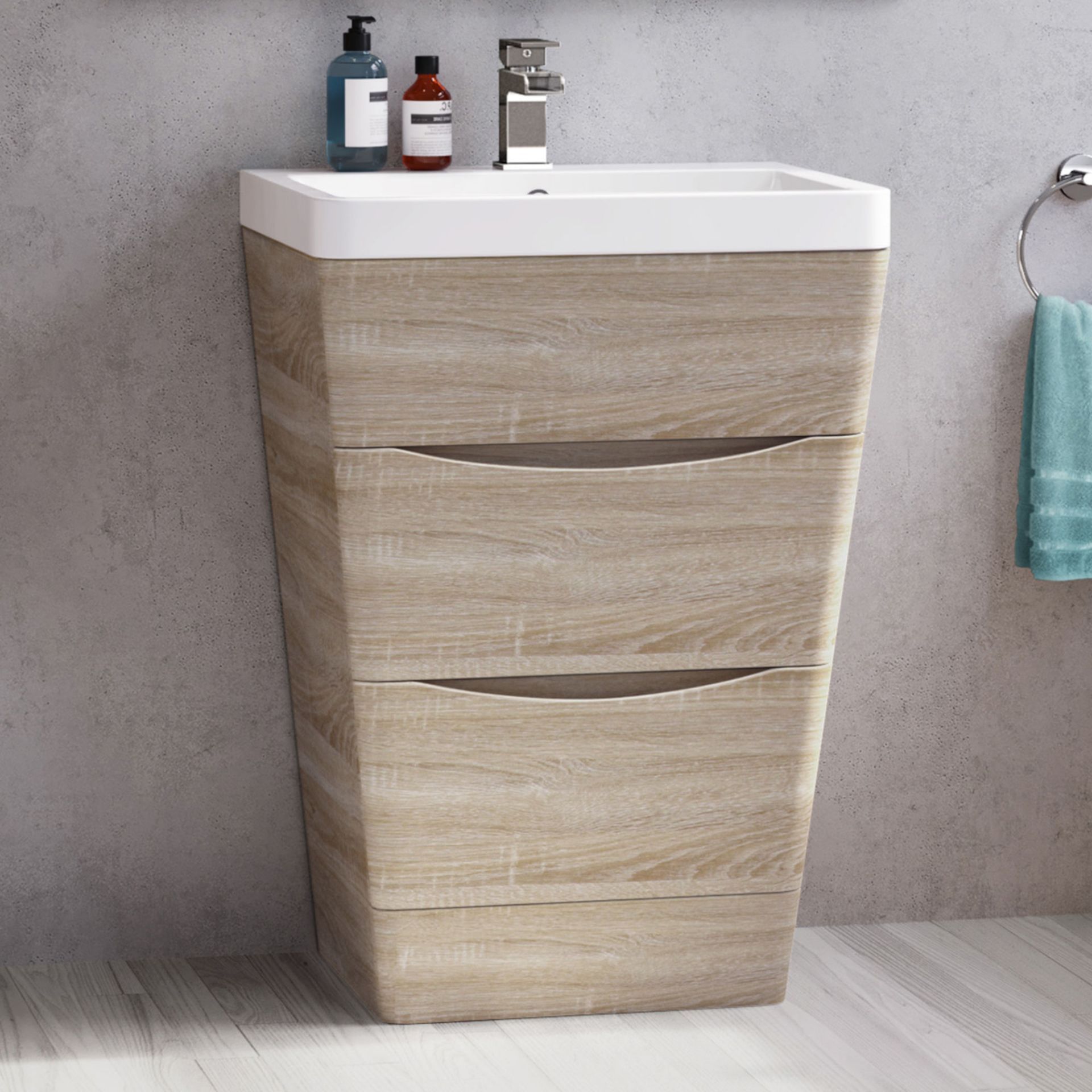 600mm Austin II Light Oak Effect Built In Sink Drawer Unit - Floor Standing. RRP £849.99.COME...