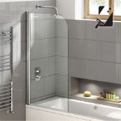 Twyfords 850mm - 8mm - EasyClean Right Hand Straight Bath Screen. 6mm Tempered Saftey Glass Scr...