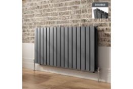 600x1210mm Anthracite Double Flat Panel Horizontal Radiator. RRP £639.99.RC228.Made with low ...