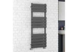 1200x450mm Anthracite Flat Panel Heated Towel Rail Bathroom Radiator. Dimensions: (H x W) 1200...