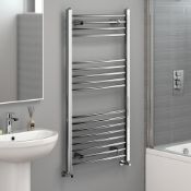 1200x600mm - 20mm Tubes - Chrome Curved Rail Ladder Towel Radiator.NC1200600.Made from chrome p...