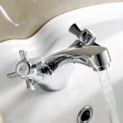 (SA94) Traditional Chrome Basin Mixer Tap Monobloc Bathroom Sink Faucet. Chrome plated solid br...