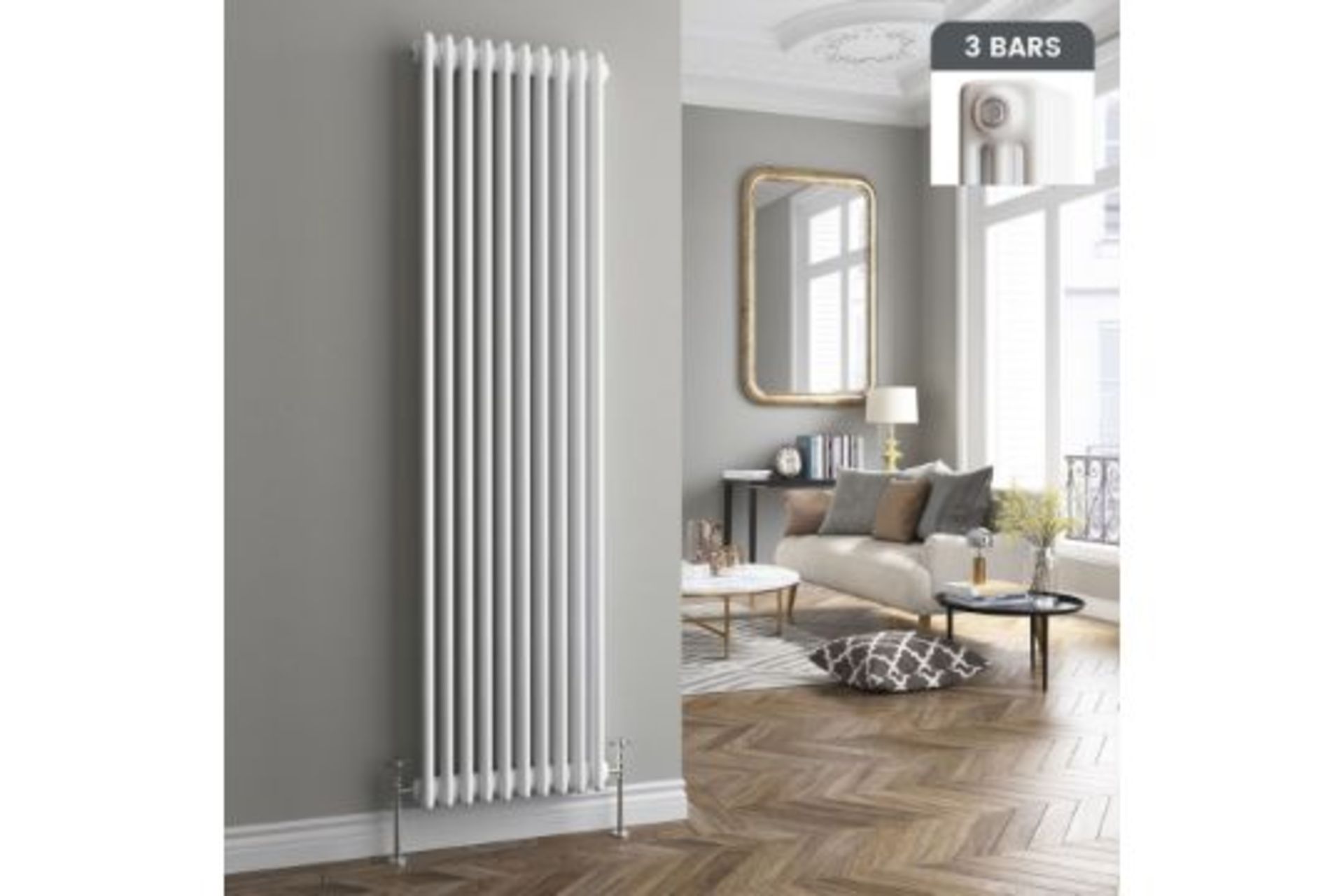 Brand New 1800x380mm White Triple Panel Vertical Colosseum Radiator.RRP £449.99.Made from low carbon