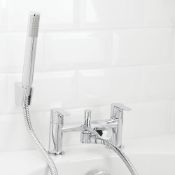 (JG96) NEW & BOXED COLINA DECK-MOUNTED BATH SHOWER MIXER TAP. Brass construction. Modern design...