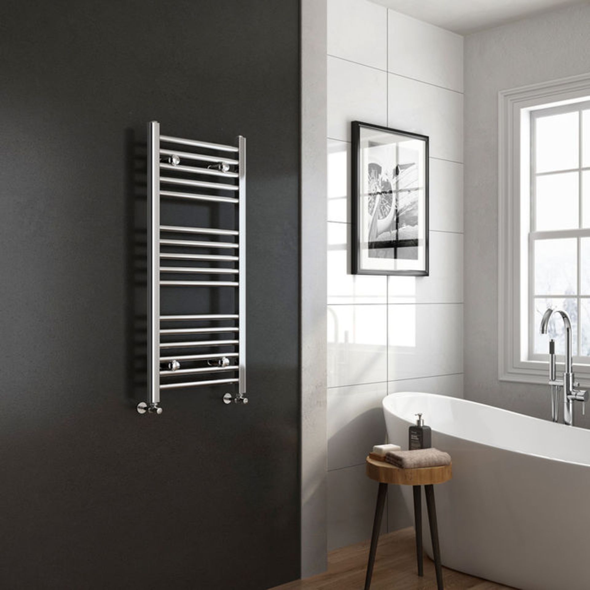 Brand New (HM133) 1000x450mm - 25mm Tubes - Chrome Heated Straight Rail Ladder Towel Radiator. This - Image 4 of 4