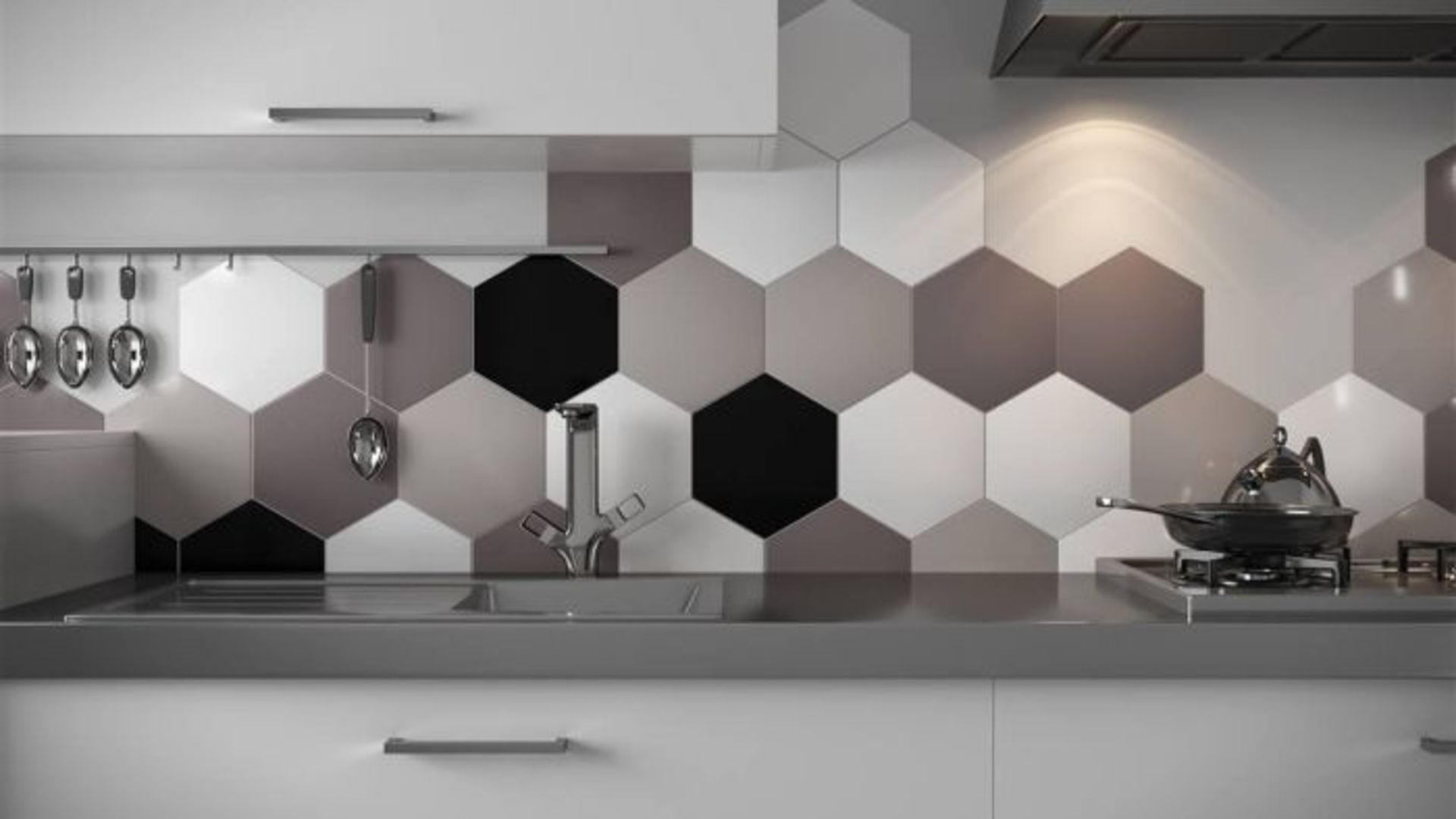 NEW 3m2 150x170mm Hanbury Hexogan Light Grey Wall Tiles. Rarely do tiles combine beauty and f... - Image 3 of 3
