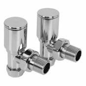 NEW & BOXED Chrome Heated Bathroom Towel Rail Radiator Valves Taps - 15mm Angled. These s...