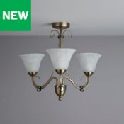 (JG145) NEW Dives Brushed Antique brass effect 3 Lamp Ceiling light This 3 lamp ceiling light ...