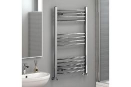 NEW & BOXED 1200x600mm - 20mm Tubes - RRP £219.99.Chrome Curved Rail Ladder Towel Radiator. O...