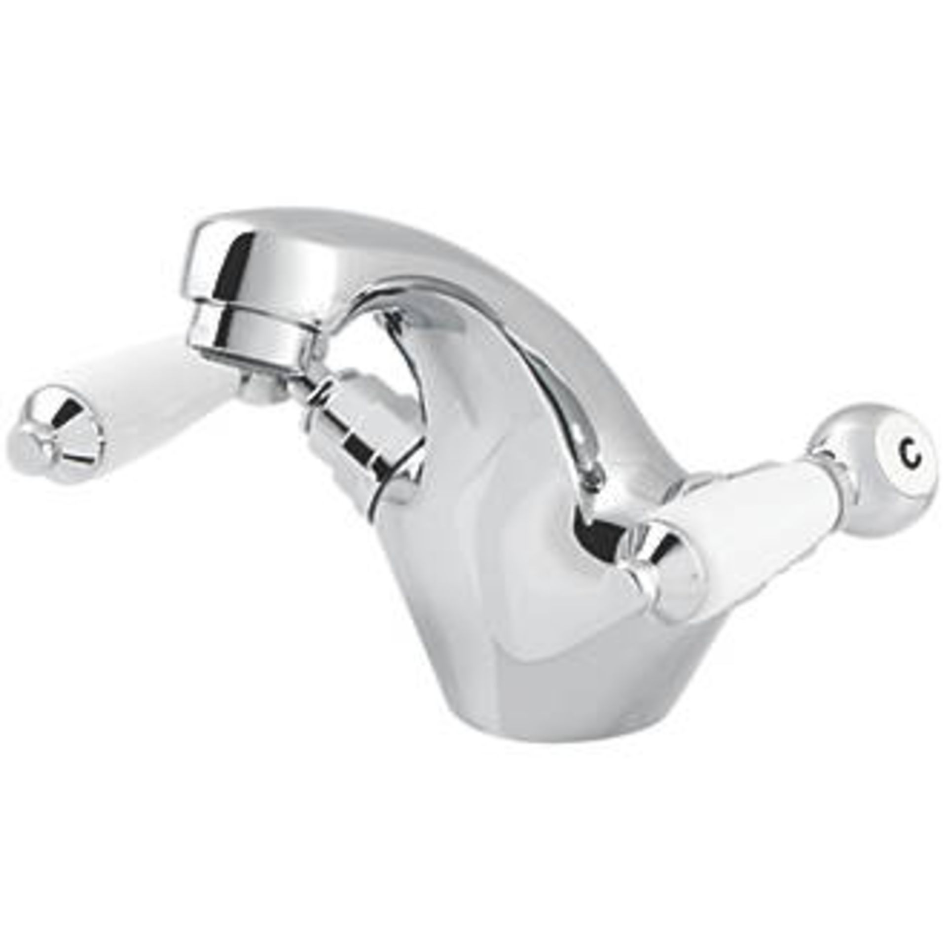 (DF127) NEW Brean 2 lever Chrome-plated Traditional Basin Mono mixer Tap. This traditional styl...