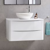 NEW 1000mm Austin II Gloss White Countertop Unit and Camila Basin - Wall Hung. RRP £899.99.Com...