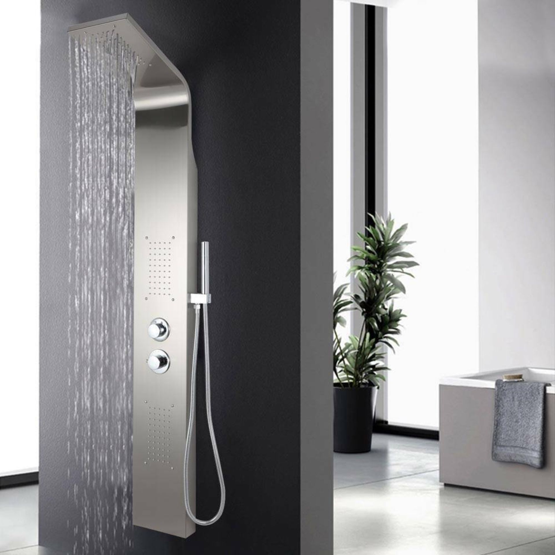 (DF34) NEW & BOXED Shower Panel Column Tower w/ Body Jets + Waterfall Bathroom Shower. The a...