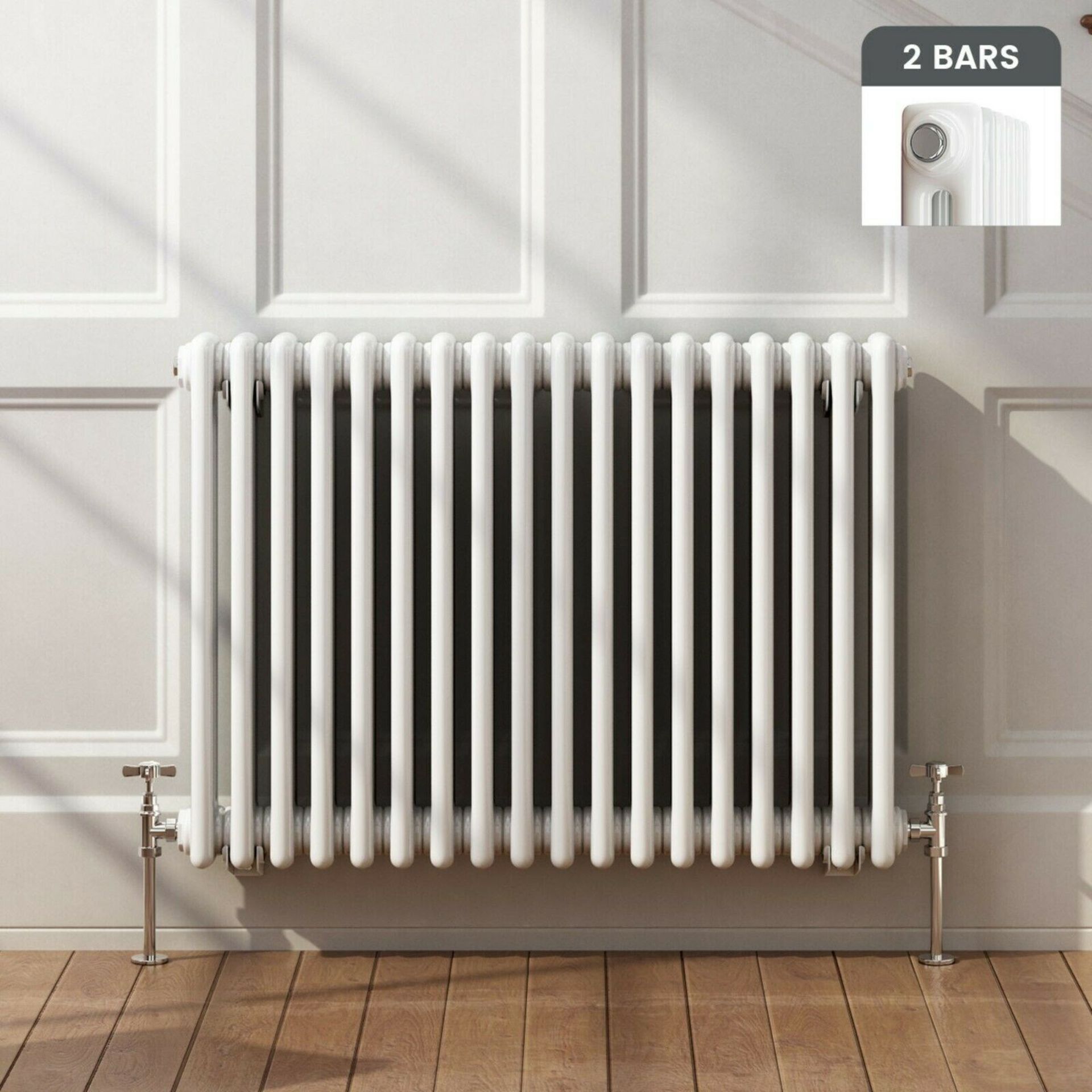 NEW BOXED 600x828mm White Double Panel Horizontal Colosseum Traditional Radiator.RC563.RRP £54... - Image 2 of 3