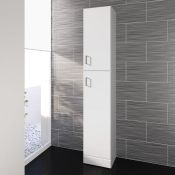 (SA72) NEW 1900x330mm Quartz Gloss White Tall Storage Cabinet - Floor Standing. RRP £251.99. ...