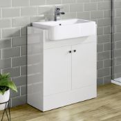 NEW 660mm Harper Gloss White Sink Vanity Unit - Floor Standing. RRP £749.99.Comes complete wit...