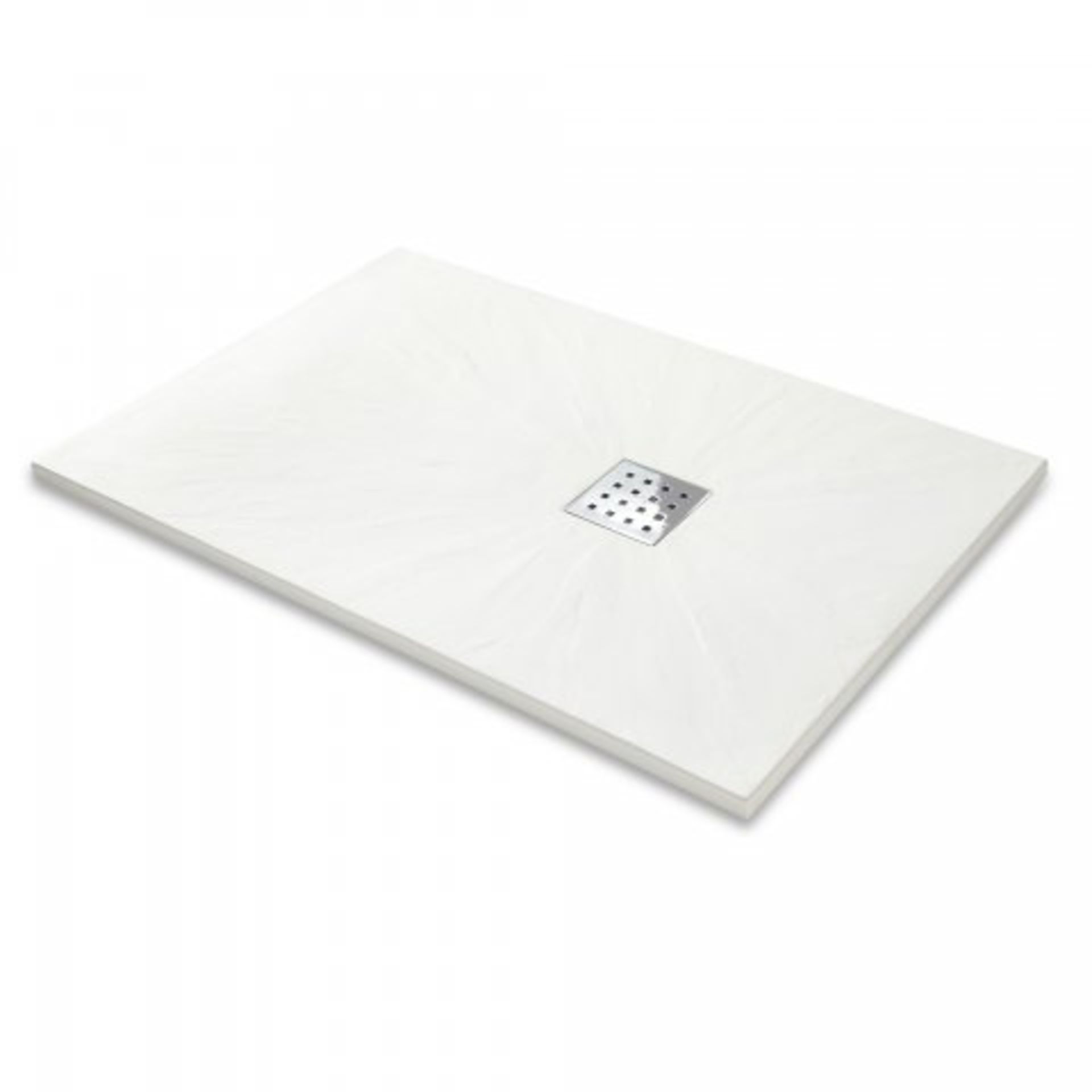 NEW 1200x800mm Rectangular White Slate Effect Shower Tray & Chrome Waste. RRP £549.99.Hand cra... - Image 2 of 3