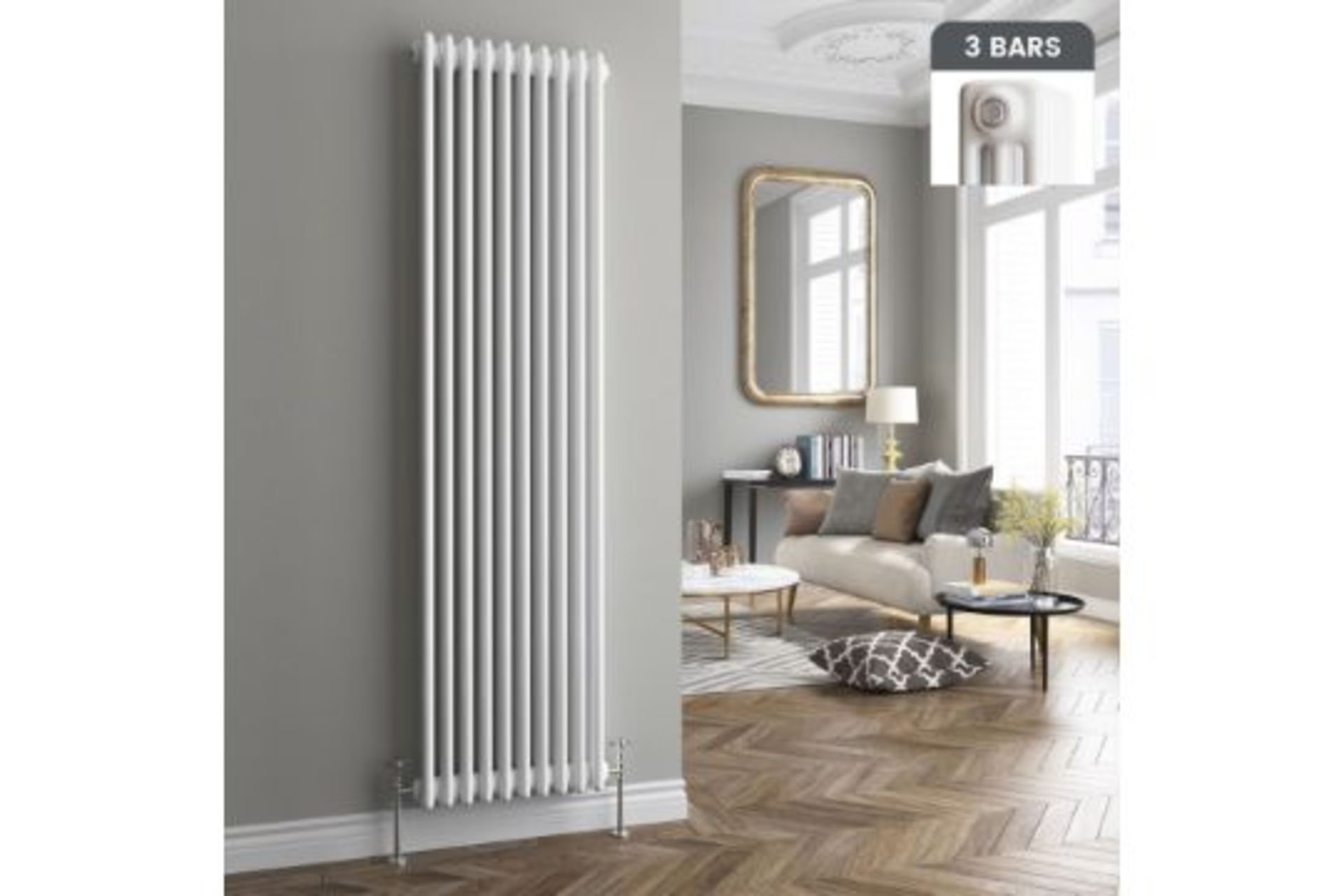 Brand New 1800x380mm White Triple Panel Vertical Colosseum Radiator.RRP £449.99.Made from low carbon - Image 3 of 3