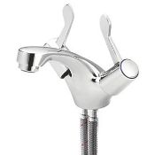 NEW (L121) Netley 2 lever Chrome-plated Contemporary Basin Mono mixer Tap. This traditional sty...