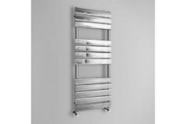 NEW & BOXED 1200x450mm CHROME FLAT PANEL LADDER TOWEL RADIATOR. RF1200450.Low carbon steel chr...