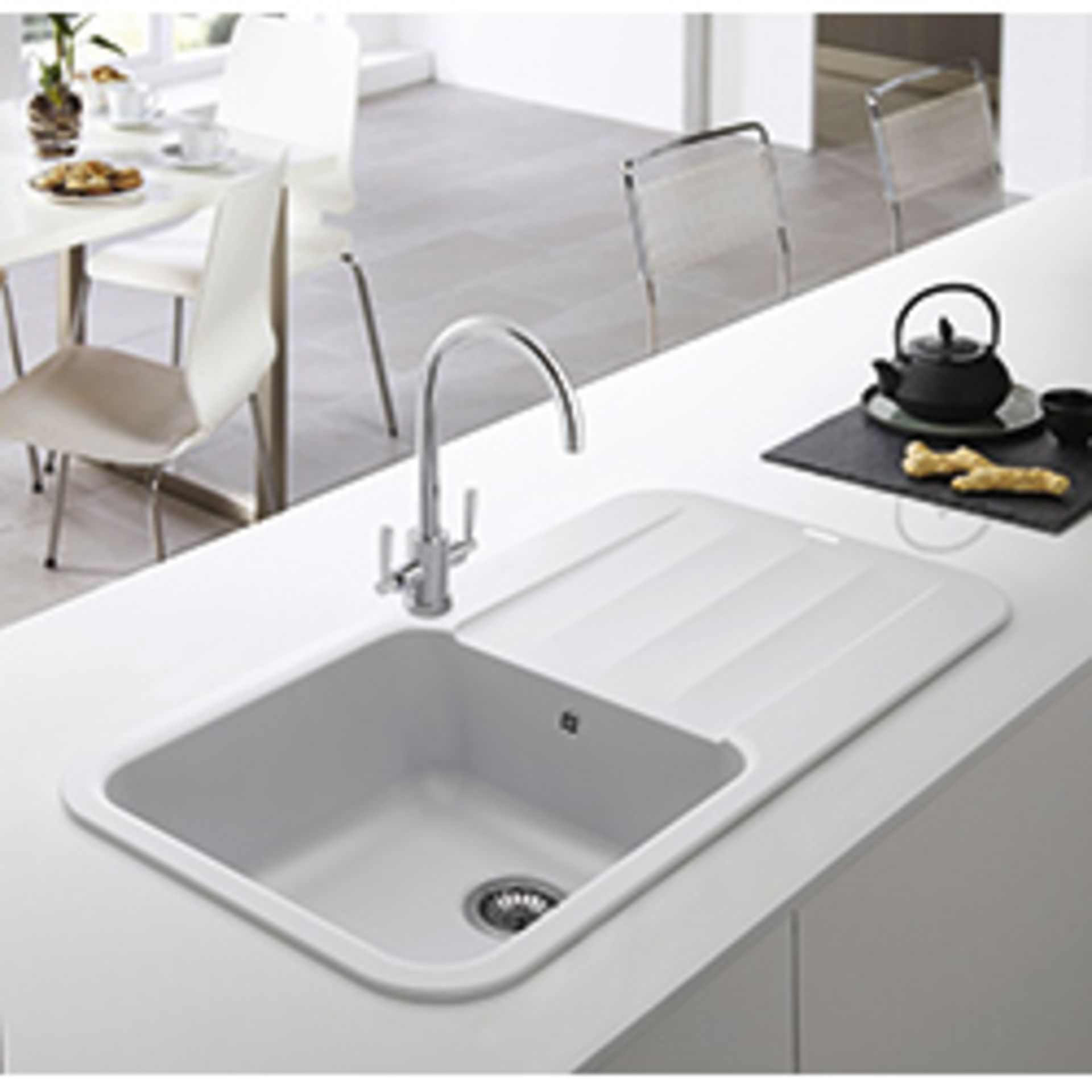 (FR36) NEW FRANKE Pebel PBG 611-97 Fragranite Polar White. The Pebel centres on a free flowing...