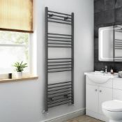 NEW & BOXED 1600x450mm - 20mm Tubes - Anthracite Heated Straight Rail Ladder Towel Radiator. Na...