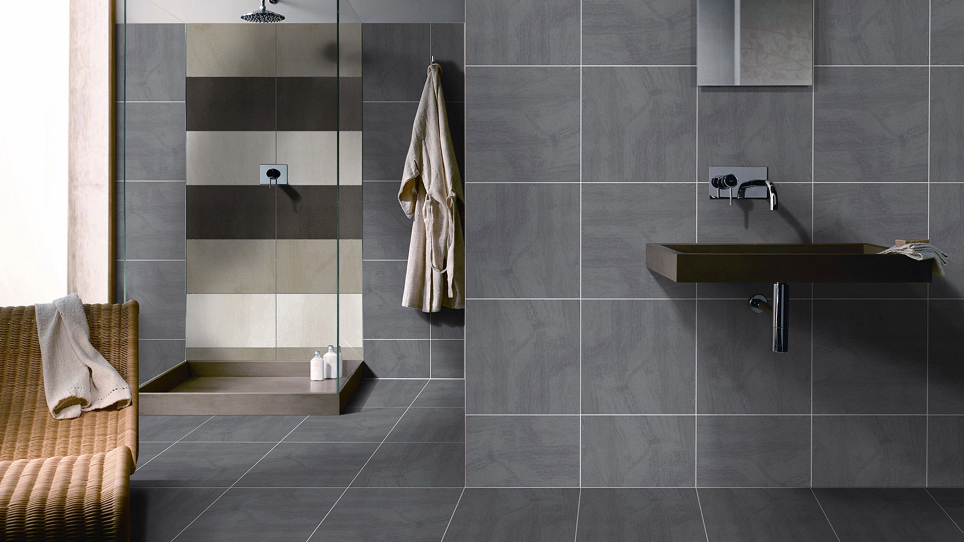 NEW 7.1m2 Porland Marengo Grey Wall and Floor Tiles. 450x450mm Per Tile, 8.8mm Thick. Industria...