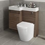 NEW & BOXED 906mm Olympia Walnut Effect Drawer Vanity Unit Left Hand with Lyon Pan FULL SET. RR...