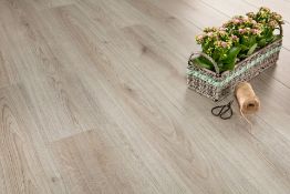 NEW 7.17m2 TREND GREY OAK LAMINATE FLOORING . With a warm grey hue and an authentic natural gra...