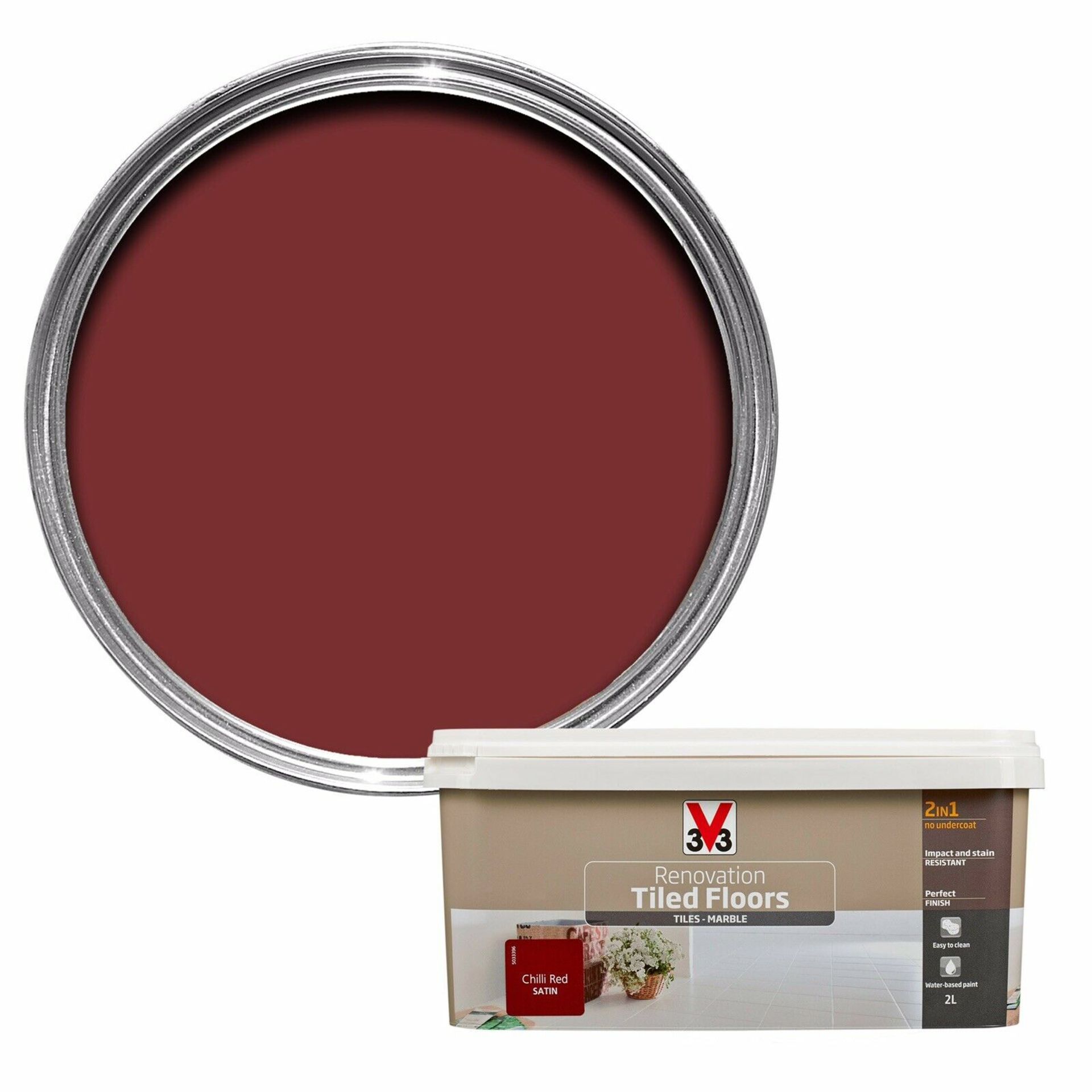 Brand New 8 Litres x V33 Red Chilli Renovation Tiled Floors 2L Paint. 2 in 1 - No undercoat required