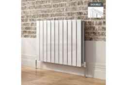 NEW & BOXED 600x830mm Gloss White Double Flat Panel Horizontal Radiator. RRP £474.99.RC221.Ma...