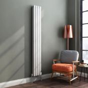 NEW & BOXED 1800x360mm Gloss White Double Oval Tube Vertical Radiator. RRP £404.99.Made from h...