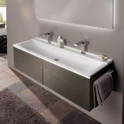 NEW (G5) Keramag 1395mm Xeno Wooden Structure Scultura Grey Vanity Unit. RRP £1,899.99.Comes...