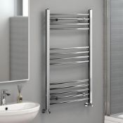 NEW & BOXED 1200x600mm - 20mm Tubes - RRP £219.99.Chrome Curved Rail Ladder Towel Radiator. Ou...