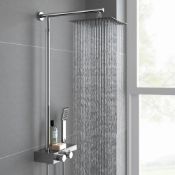 NEW (OS207) Square Exposed Thermostatic Shower Shelf Kit & Large Head. RRP £349.99. Style meet...