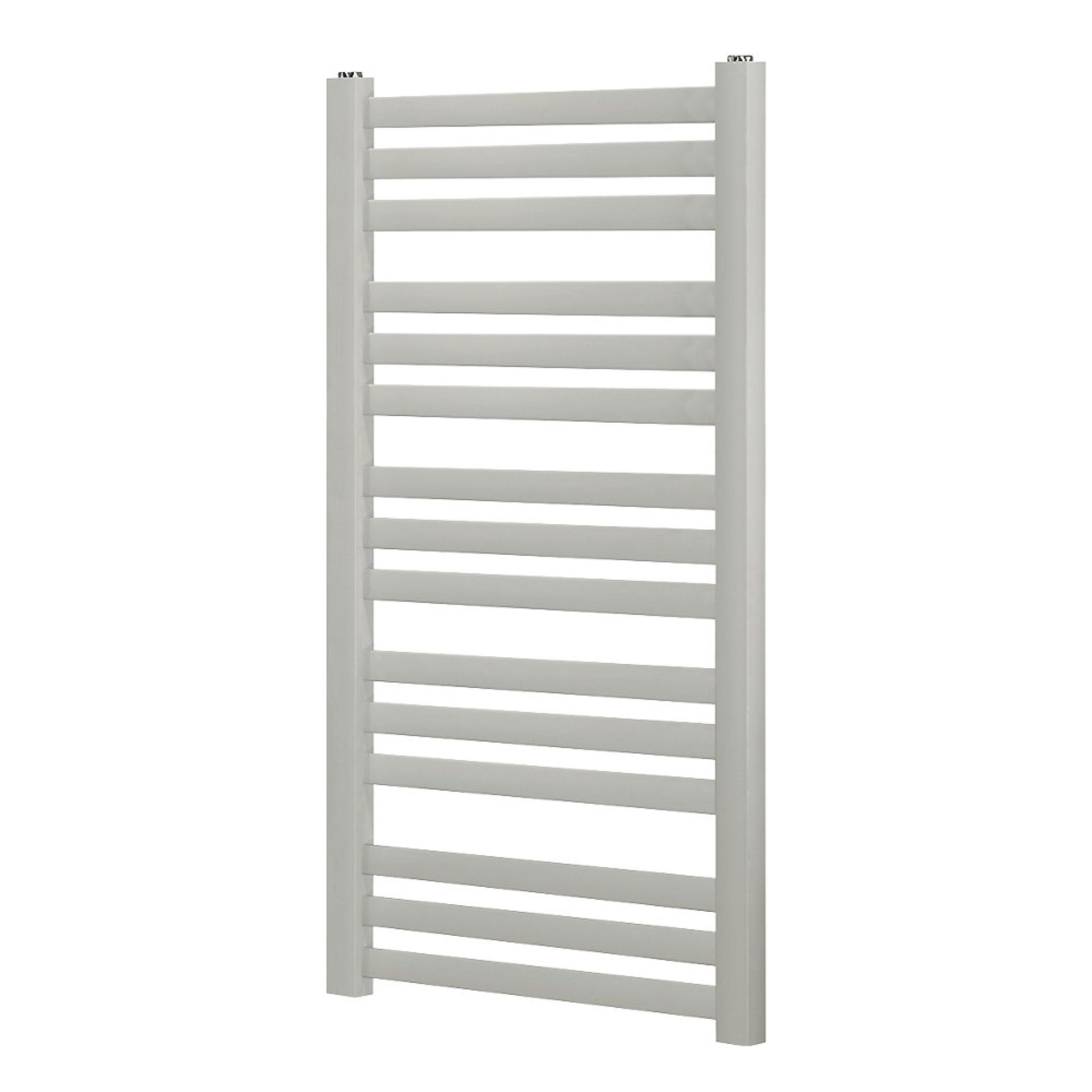 (H29) 900x500mm ANGLED BAR TOWEL RADIATOR SILVER. High quality powder-coated steel construction... - Image 3 of 3