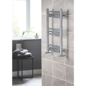 (H31) 1100x500mm LEYBURN TOWEL RADIATOR Chrome. Mild steel construction with a chrome-plated fi...