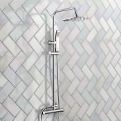 NEW (K35) Exposed Thermostatic 2-Way Bar Mixer Shower Set Chrome Valve 200mm Square Head + Hand...