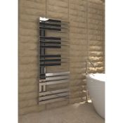 (H32) 1200x500mm TEVAS TOWEL RAIL CHROME. Flat profile designer towel radiator constructed from...