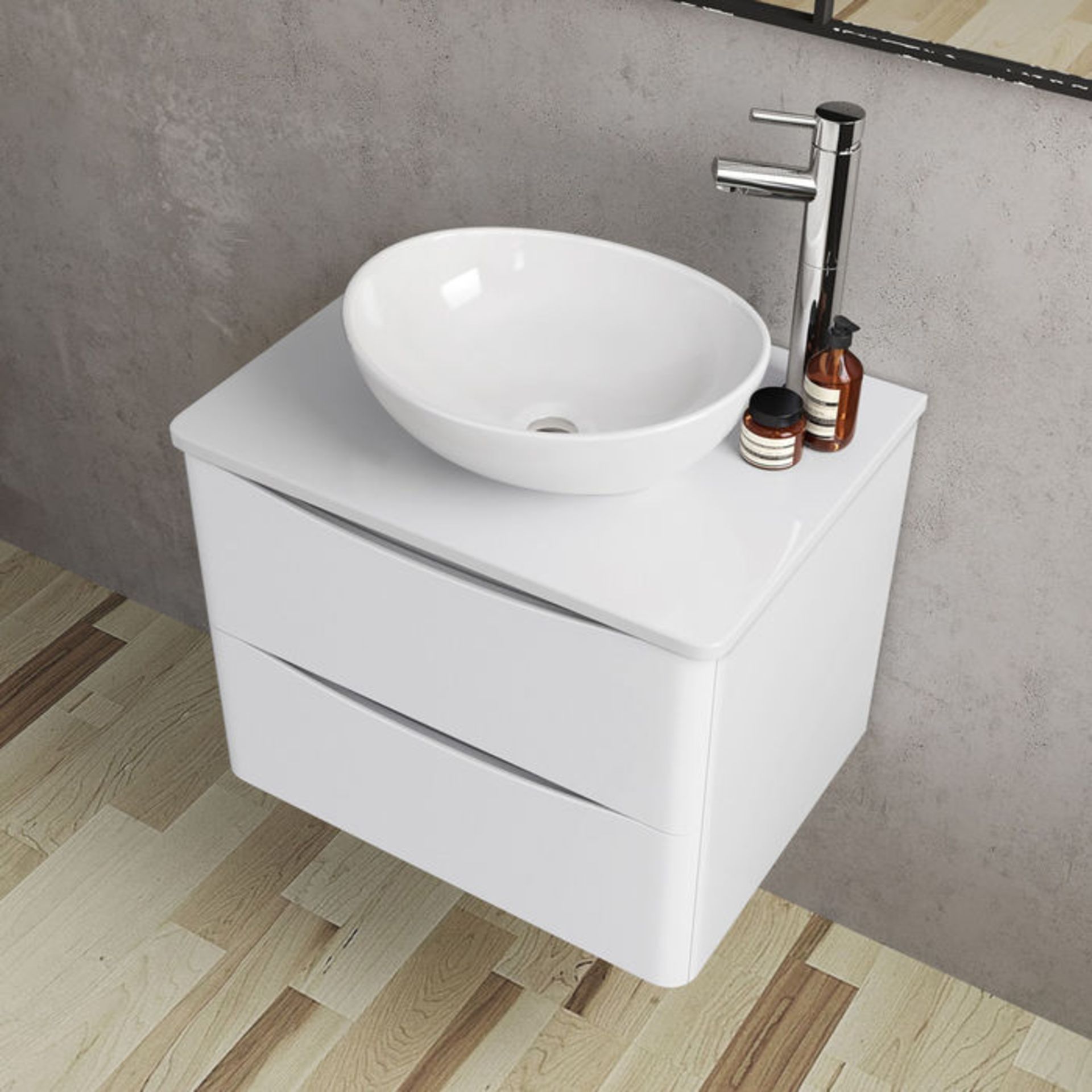 NEW & BOXED 600mm Austin II Gloss White Countertop Unit and Camila Basin - Wall Hung. RRP £849... - Image 2 of 3