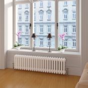 (H23) 300x1042mm White Double Panel Horizontal Colosseum Traditional Radiator. RRP £569.99.T...