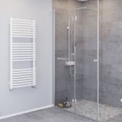 (CR6) 1200x500mm CURVED D-BAR TOWEL RADIATOR WHITE. High quality powder-coated steel constructi...