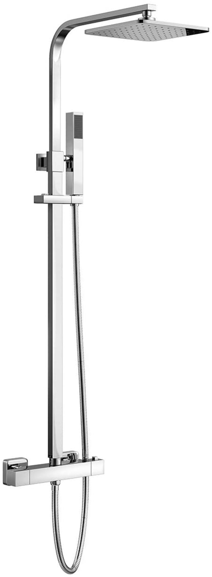 NEW (DE43) Square Thermostatic Bar Mixer Shower Set Chrome Valve 7" Head + Handset. Solid bras... - Image 3 of 3