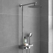 NEW (RK100) Round Thermostatic Bar Mixer Shower Set Valve with Shelf 10" Head + Handset. Solid...