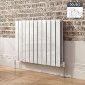 NEW &BOXED 600x830mm Gloss White Double Flat Panel Horizontal Radiator. RRP £474.99. RC221...