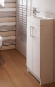 NEW (M140) 600mm Volta White Gloss Vanity Unit. RRP £499.99. Comes complete with basin. The de...