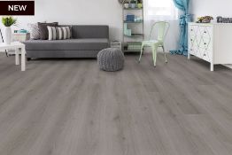 NEW 7.17m2 WILD DOVE OAK LAMINATE FLOORING . The elegant mid-grey hue of this floor complements...