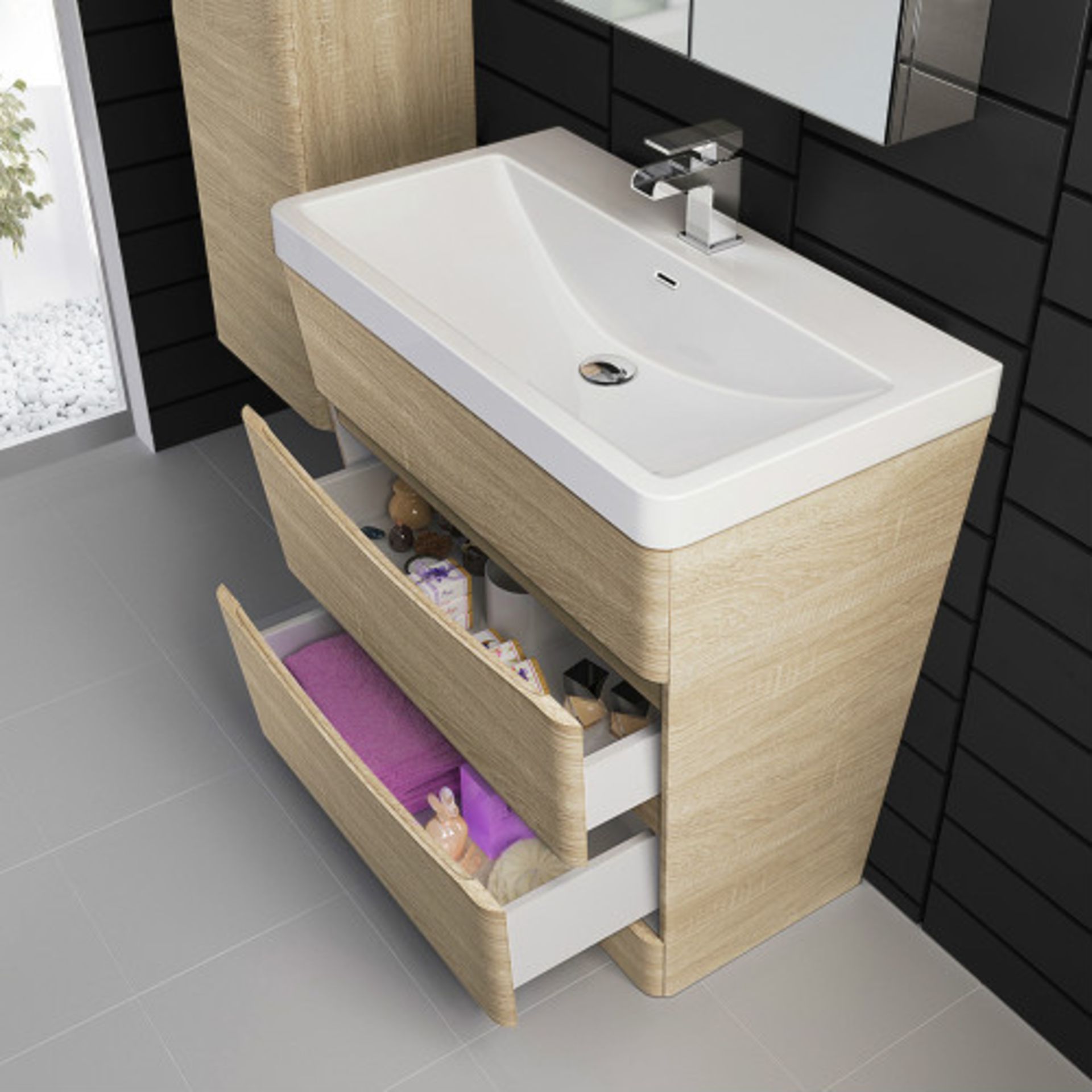 NEW & BOXED 800mm Austin II Light Oak Effect Built In Sink Drawer Unit - Floor Standing. RRP £...