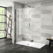 NEW Twyfords 900mm - 8mm - Premium EasyClean Wetroom Panel & 1600x800mm White Stone Tray. Rrp ?...