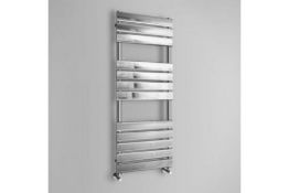 NEW & BOXED 1200x450mm CHROME FLAT PANEL LADDER TOWEL RADIATOR. RF1200450.Low carbon stee...